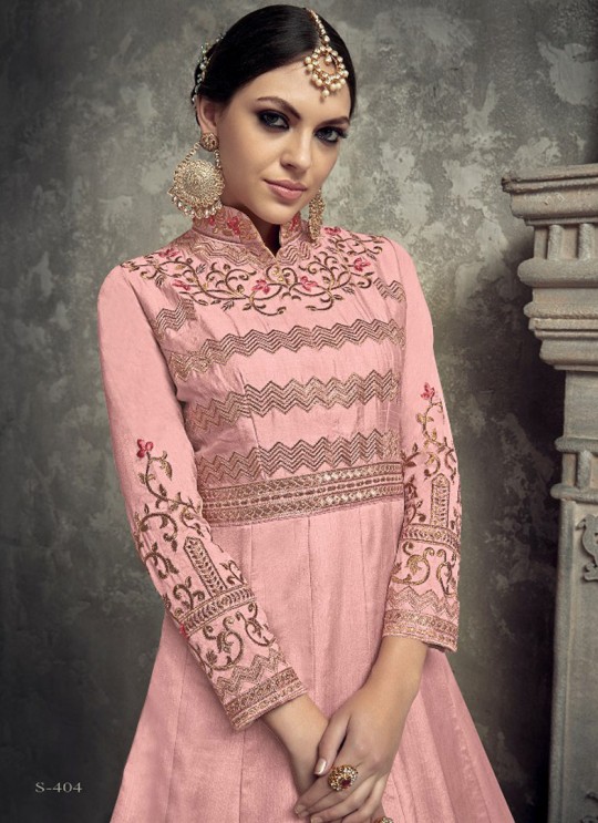 Pink Tussar Silk Floor Length Anarkali Sybella-404