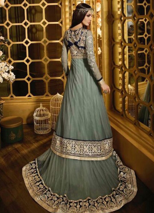 Grey Net Floor Length Anarkali Sybella-44