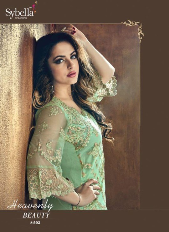 Green Net Palazzo Suit Sybella-502 Green Net Palazzo Suit Sybella-502