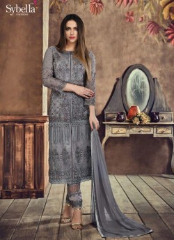 Grey Net Pant Style Suit Sybella-504