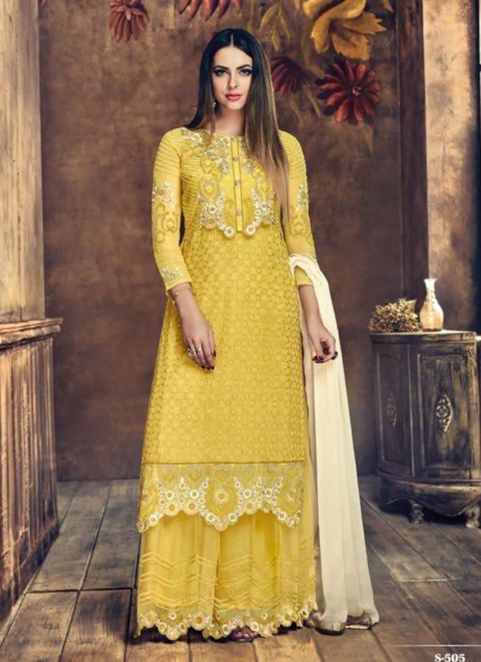 Yellow Georgette Palazzo Suit Sybella-505