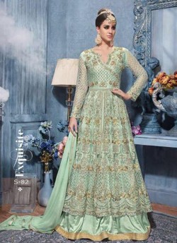 Green Net Gown Style Anarkali Sybella-82