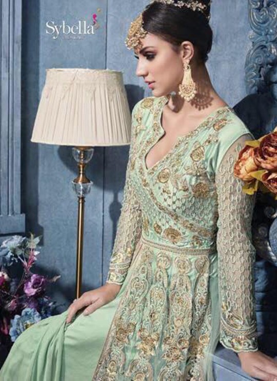 Green Net Gown Style Anarkali Sybella-82