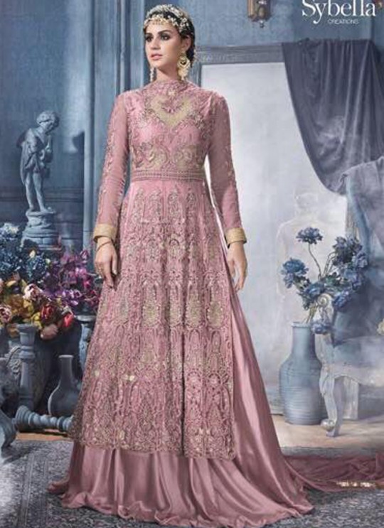 Pink Net Gown Style Anarkali Sybella-84