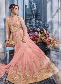 Pink Net Gown Style Anarkali Sybella-88