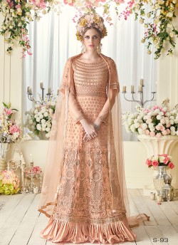 Peach Net Floor Length Anarkali Sybella-93