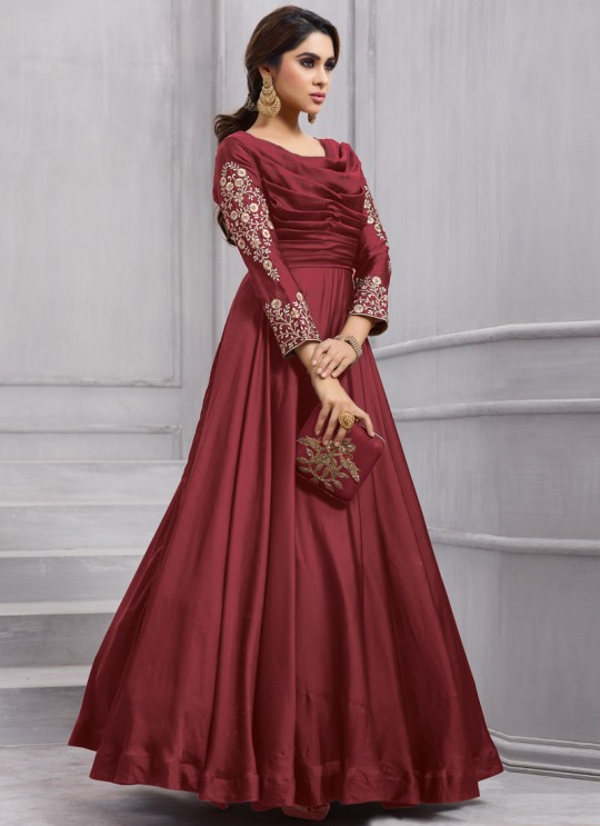 Wine Art Silk Gown Style Anarkali Navya Vol-6 153B Color By Vardan Wine Art Silk Gown Style Anarkali Navya Vol-6 153B Color By Vardan