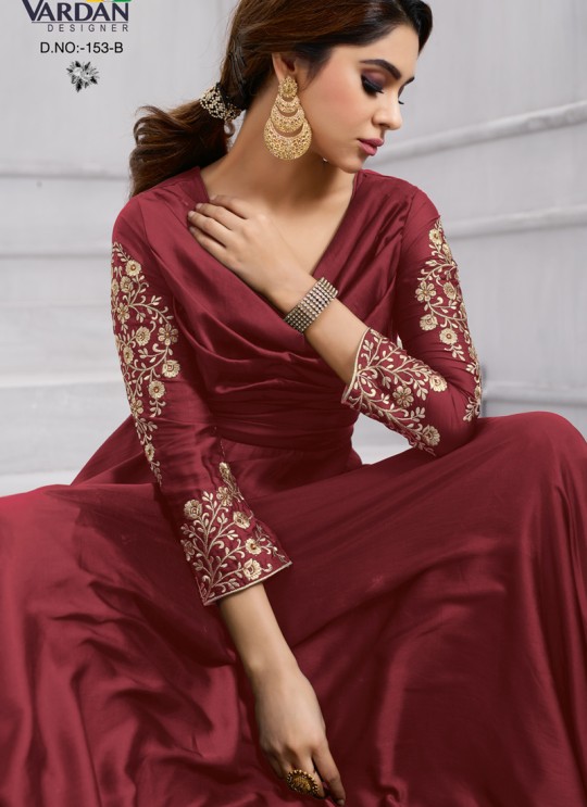 Wine Art Silk Gown Style Anarkali Navya Vol-6 153B Color By Vardan
