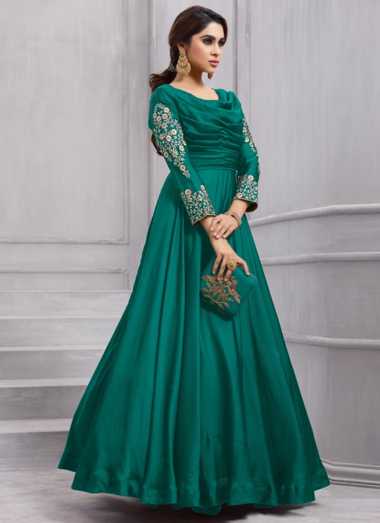 Teal Green Art Silk Gown Style Anarkali Navya Vol-6 153E Color By Vardan