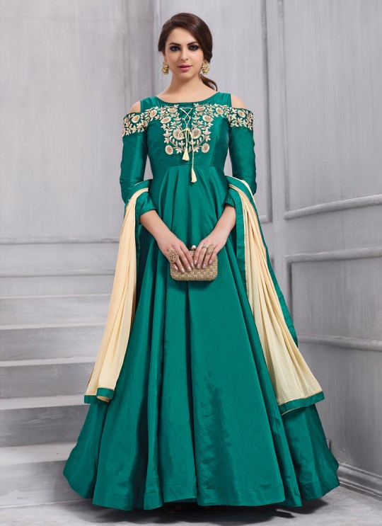 Teal Green Art Silk Gown Style Anarkali Navya Vol-6 154 By Vardan