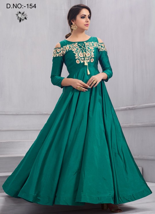 Teal Green Art Silk Gown Style Anarkali Navya Vol-6 154 By Vardan