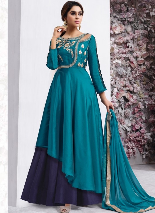 Blue Art Silk Gown Style Anarkali Navya Vol-6 155 By Vardan Blue Art Silk Gown Style Anarkali Navya Vol-6 155 By Vardan