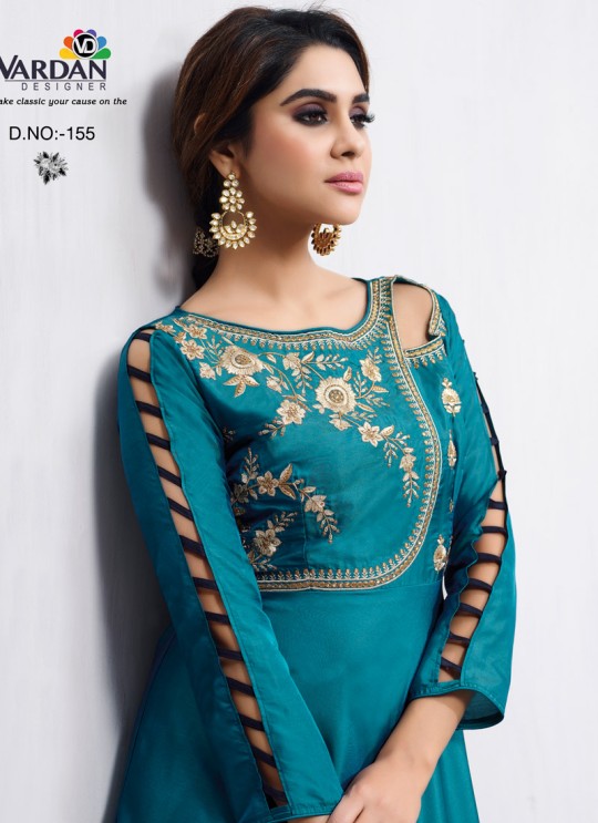 Blue Art Silk Gown Style Anarkali Navya Vol-6 155 By Vardan Blue Art Silk Gown Style Anarkali Navya Vol-6 155 By Vardan