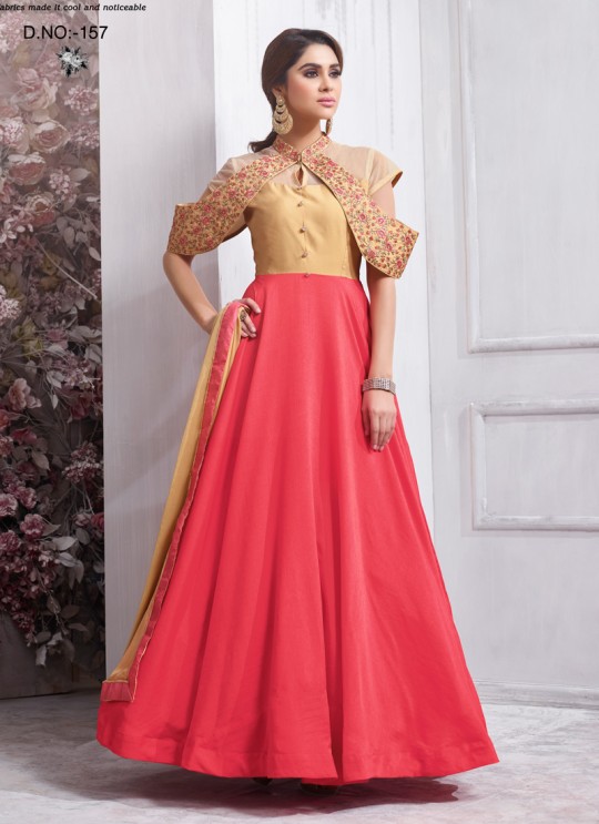 Pink Art Silk Gown Style Anarkali Navya Vol-6 157 By Vardan Pink Art Silk Gown Style Anarkali Navya Vol-6 157 By Vardan