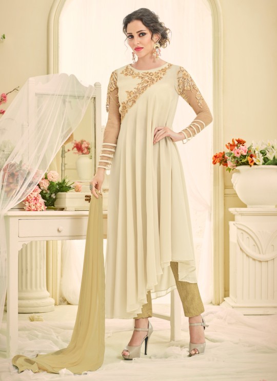 Cream Georgette Pant Style Suit Raaga Vol-1 5104 By Vardan Cream Georgette Pant Style Suit Raaga Vol-1 5104 By Vardan