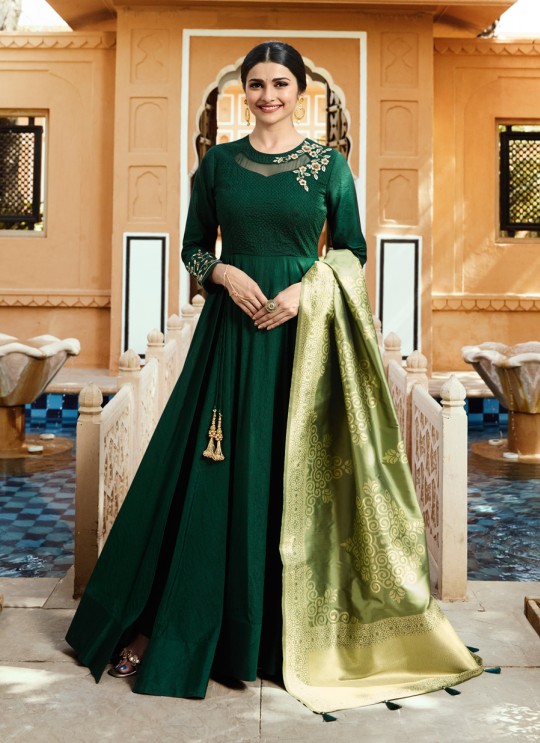 Green Silk Gown Style Anarkali Tumbaa Primetime 35253 By Vinay Fashion Green Silk Gown Style Anarkali Tumbaa Primetime 35253 By Vinay Fashion