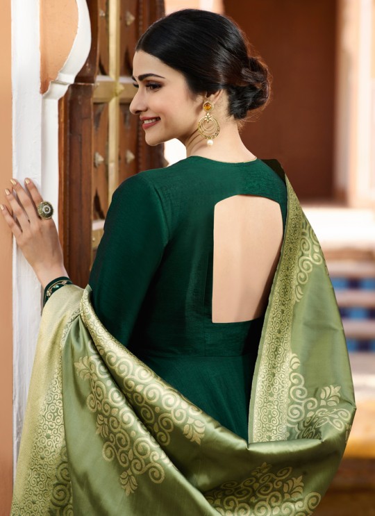 Green Silk Gown Style Anarkali Tumbaa Primetime 35253 By Vinay Fashion