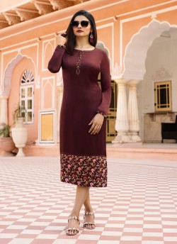 Maroon satin Partywear Kurti Tumba Rain 35342 By Vinay Fashion