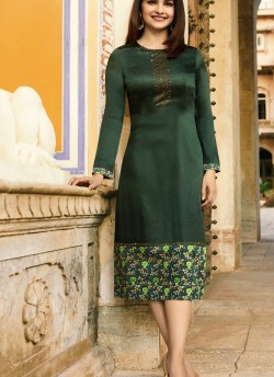 Green satin Partywear Kurti Tumba Rain 35348 By Vinay Fashion