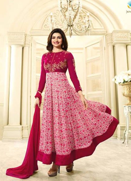 Pink Faux Georgette Gown Style Anarkali Prachi Vol 28 4748 Pink By Vinay Fashion