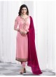 Pink Faux Georgette Churidar Suit Kaseesh Blue Star 5281 By Vinay Fashion