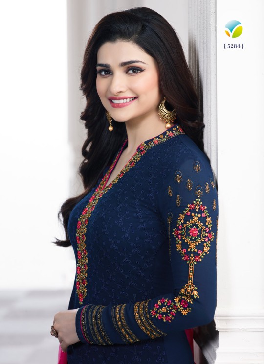 Blue Faux Georgette Churidar Suit Kaseesh Blue Star 5284 By Vinay Fashion