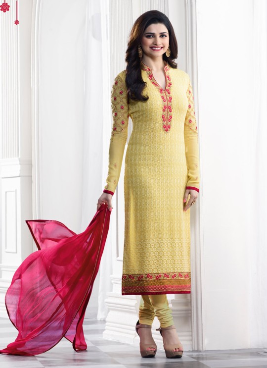 Yellow Faux Georgette Churidar Suit Kaseesh Blue Star 5285 By Vinay Fashion Yellow Faux Georgette Churidar Suit Kaseesh Blue Star 5285 By Vinay Fashion