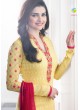 Yellow Faux Georgette Churidar Suit Kaseesh Blue Star 5285 By Vinay Fashion