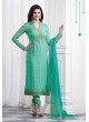Sea Green Faux Georgette Churidar Suit Kaseesh Blue Star 5289 By Vinay Fashion