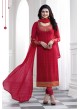 Red Faux Georgette Churidar Suit Kaseesh Blue Star 5290 By Vinay Fashion