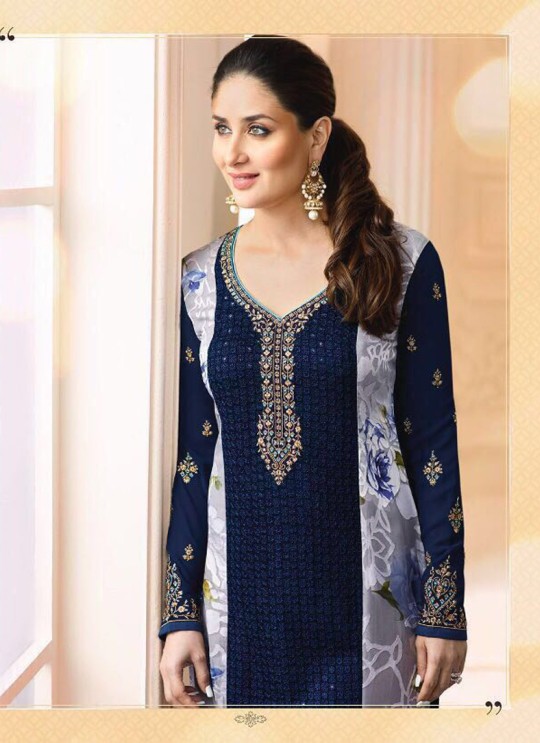 Blue Georgette Brasso Straight Suit Kareena 3 5911 By Vinay Fashion