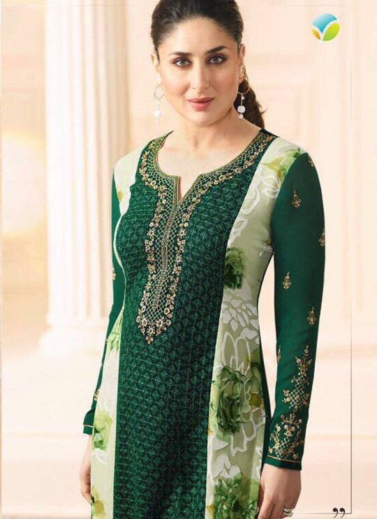 Green Georgette Brasso Straight Suit Kareena 3 5914 By Vinay Fashion