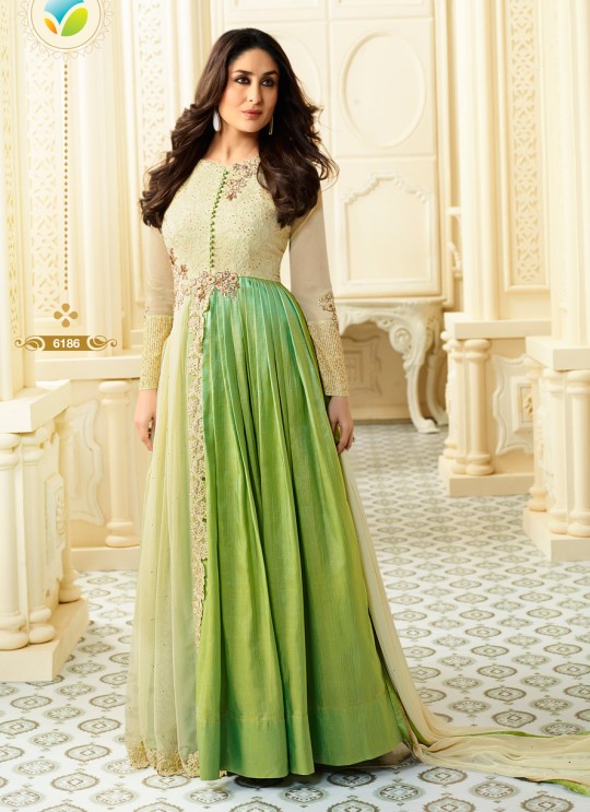 Green Pure Georgette Gown Style Suit Kaseesh Kareena 6186 By Vinay Fashion