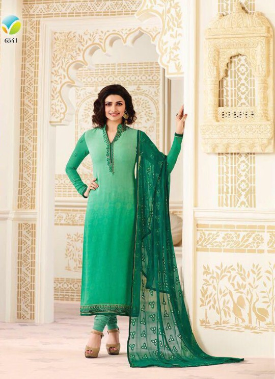 Sea Green Faux Georgette Straight Suit Nazakat 6541 By Vinay Fashion