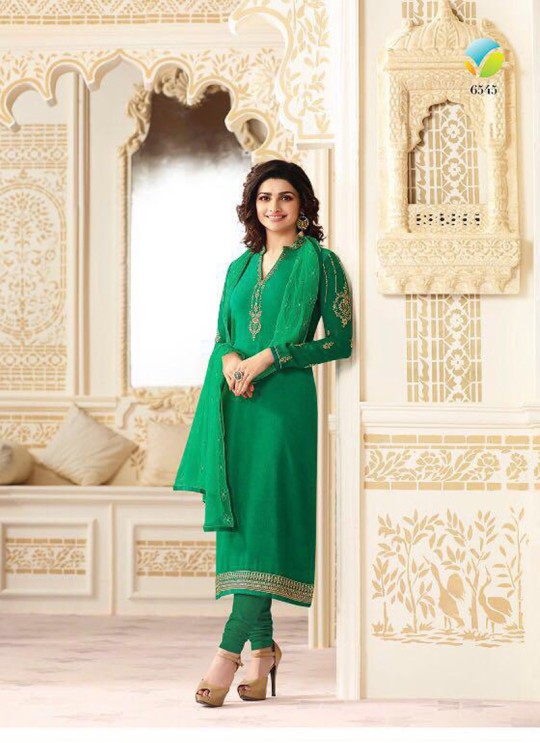 Green Faux Georgette Straight Suit Nazakat 6545 By Vinay Fashion