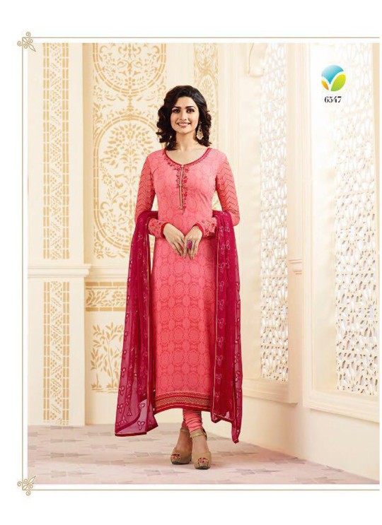 Pink Faux Georgette Straight Suit Nazakat 6547 By Vinay Fashion