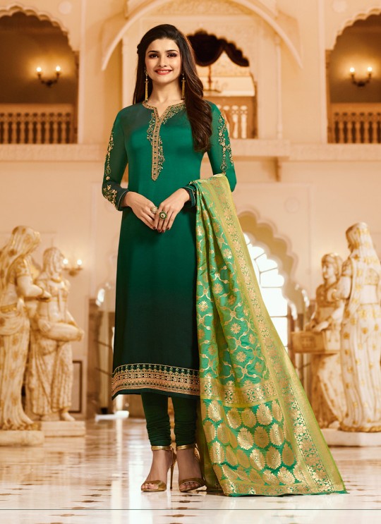 Green Georgette Churidar Suit Kaseesh Banaras 6903 By Vinay Fashion