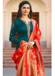 Teal Green Satin Churidar Suit Kaseesh Banaras 6905 By Vinay Fashion
