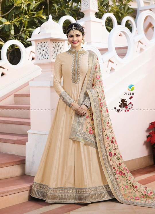 Gold Silk Floor Length Anarkali Raj Mahal 7174B By Vinay Fashion