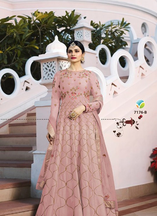 Pink Silk Floor Length Anarkali Raj Mahal 7176B By Vinay Fashion