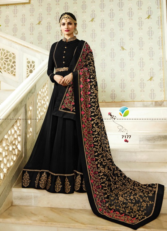 Black Georgette Floor Length Anarkali Raj Mahal 7177 By Vinay Fashion