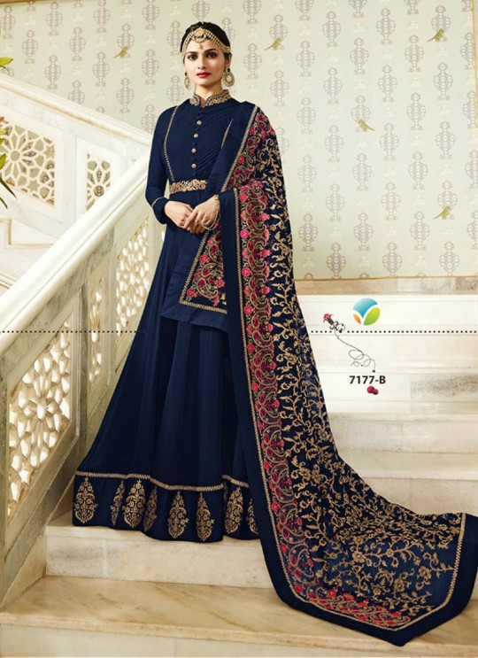 Blue Georgette Floor Length Anarkali Raj Mahal 7177B By Vinay Fashion