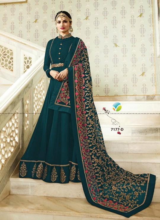 Sea Green Georgette Floor Length Anarkali Raj Mahal 7177D By Vinay Fashion