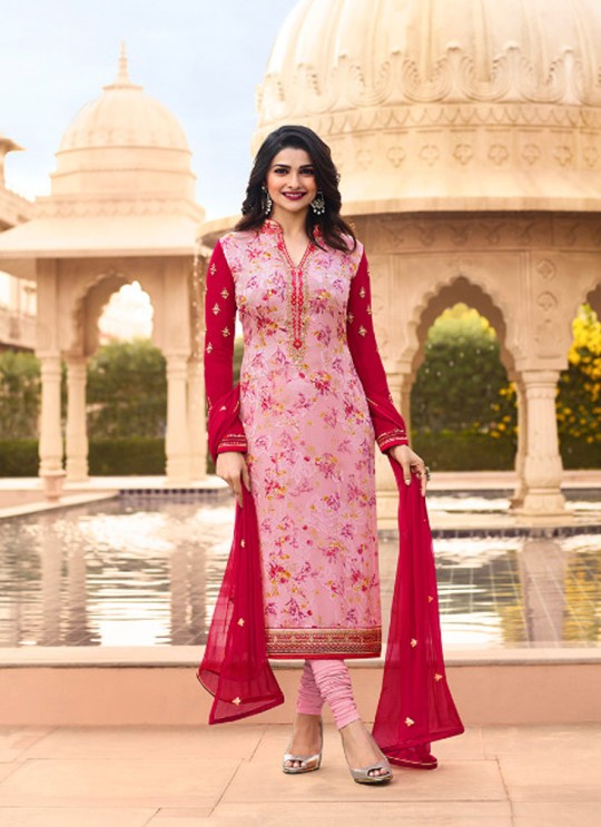 Red Brasso Georgette Straight SuitS Victoria Vol 2 7355 By Vinay Fashion