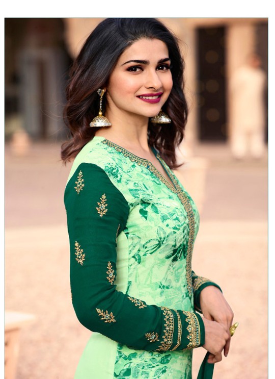 Green Brasso Georgette Straight SuitS Victoria Vol 2 7356 By Vinay Fashion