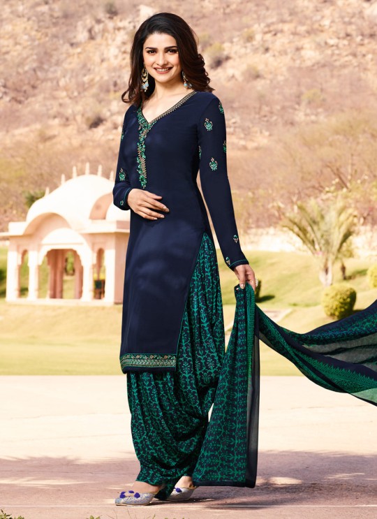 Blue Crepe Patiala Salwar Suit Silkina Royal Crepe 16 7441 By Vinay Fashion