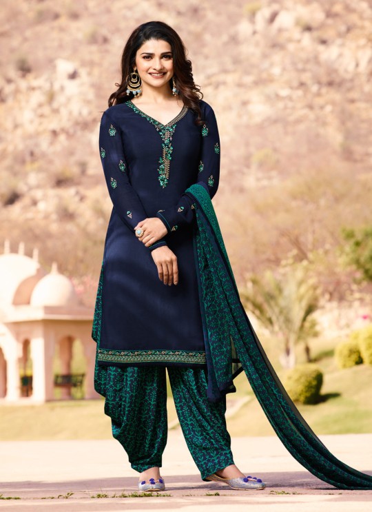 Blue Crepe Patiala Salwar Suit Silkina Royal Crepe 16 7441 By Vinay Fashion