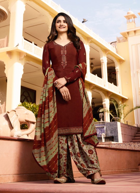 Wine Crepe Patiala Salwar Suit Silkina Royal Crepe 16 7442 By Vinay Fashion