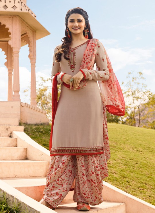 Cream Crepe Patiala Salwar Suit Silkina Royal Crepe 16 7448 By Vinay Fashion