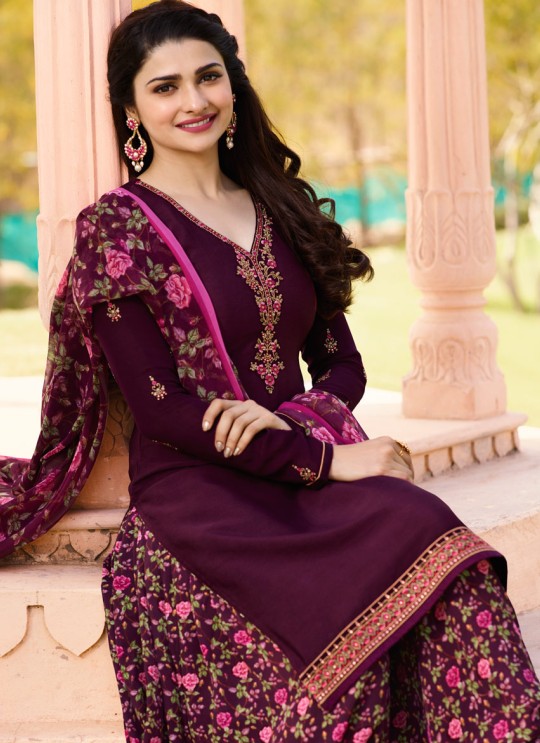 Magenta Crepe Patiala Salwar Suit Silkina Royal Crepe 16 7449 By Vinay Fashion